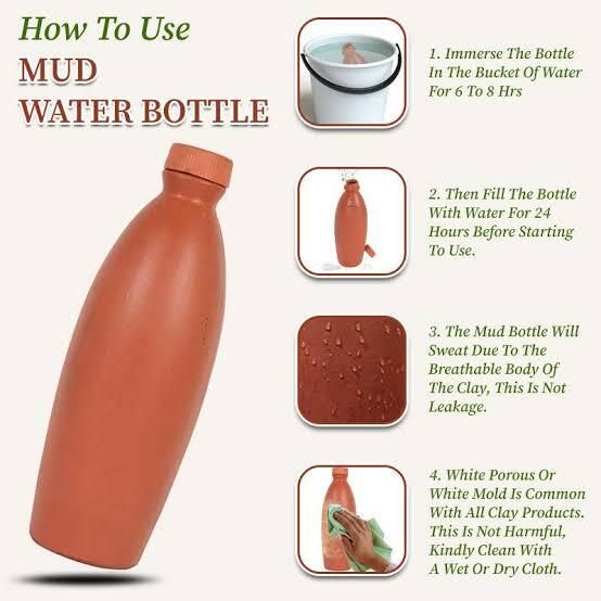 able international export Clay Water Bottles 1200 ml Bottle (Pack of 1, Brown, Clay) 1200 ml Bottle-picture-11