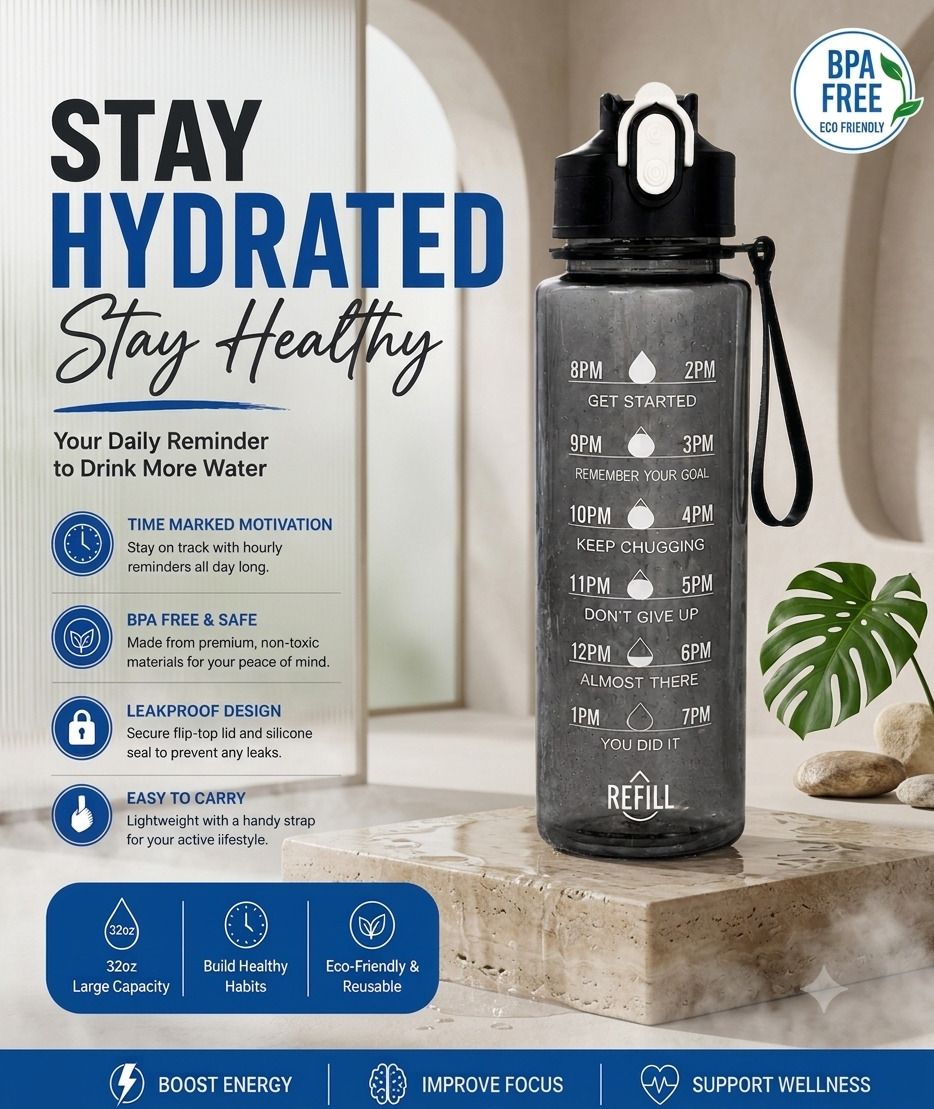 Motivational-Time-Marker-Bottle 1000 ml Plastic Bottle-image-16