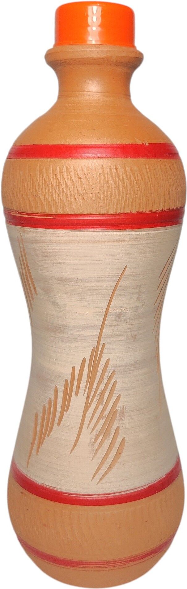puspa Handcrafted Clay Earthen Reusable Water Bottle | Natural Mud / Mitti Ki Bottle 1000 ml Terracotta Bottle-picture-26