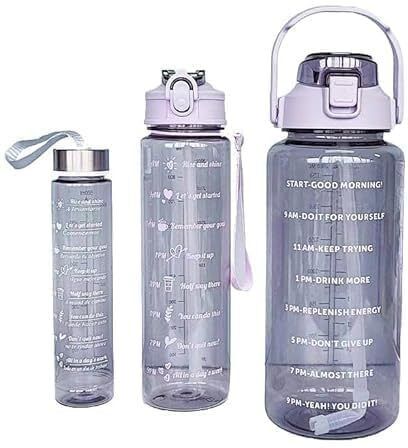 3-in-1 Motivational Water Bottle Set 3199 ml Plastic Bottle-image-6
