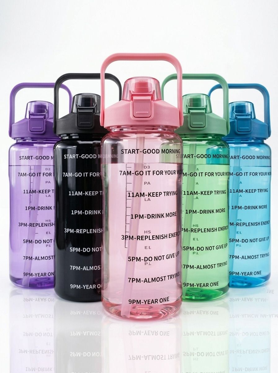 Motivational Water Bottle 2 Litre with Time Marker Water Bottle Gym Home Office 2000 ml Plastic Sipper-image-33
