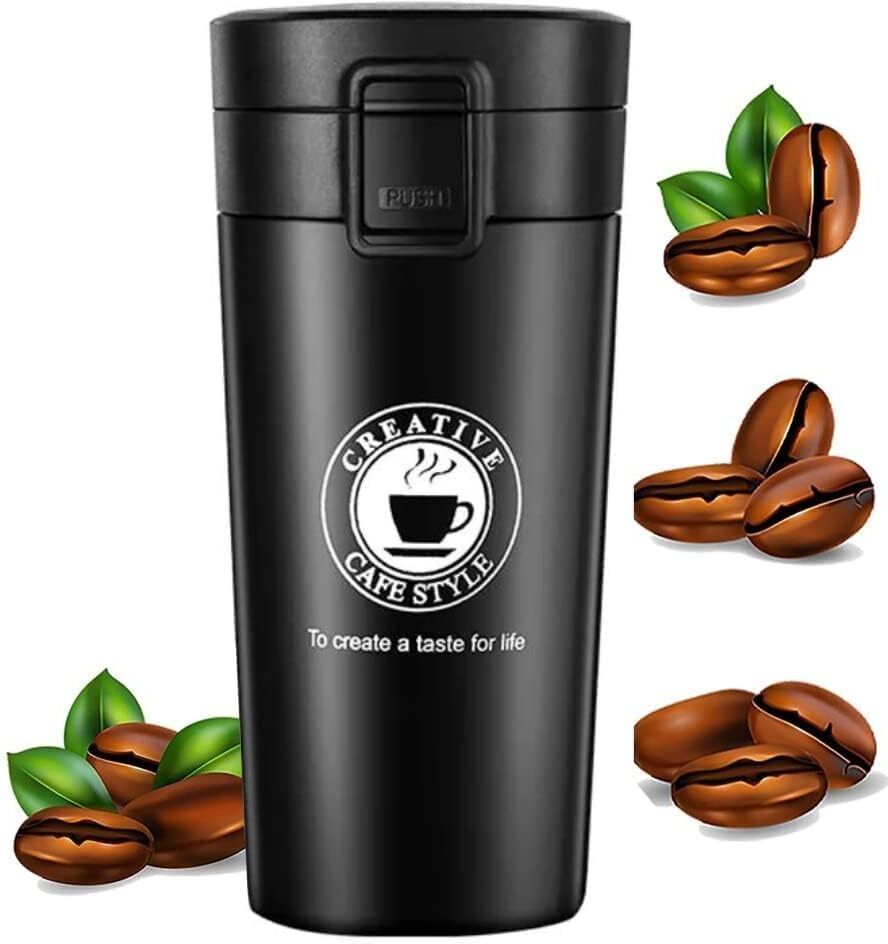 Coffee Mug with Vacuum Hot Cold Cup Stainless Steel Travel Mug 400 ml Stainless Steel Flask-image-34