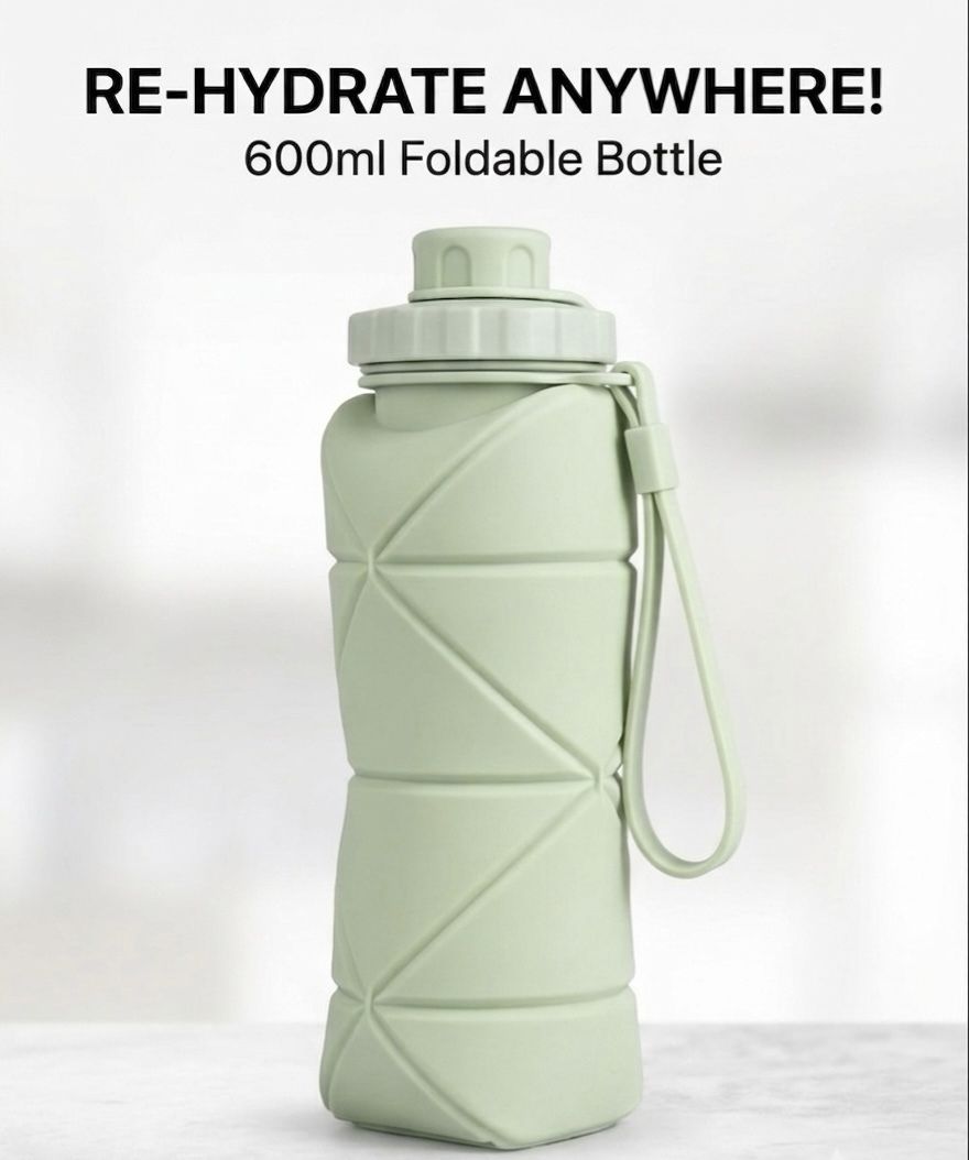 600ml Foldable Water Bottle | Collapsible Silicone Bottle for Travel 600 ml Silicone Bottle-image-32