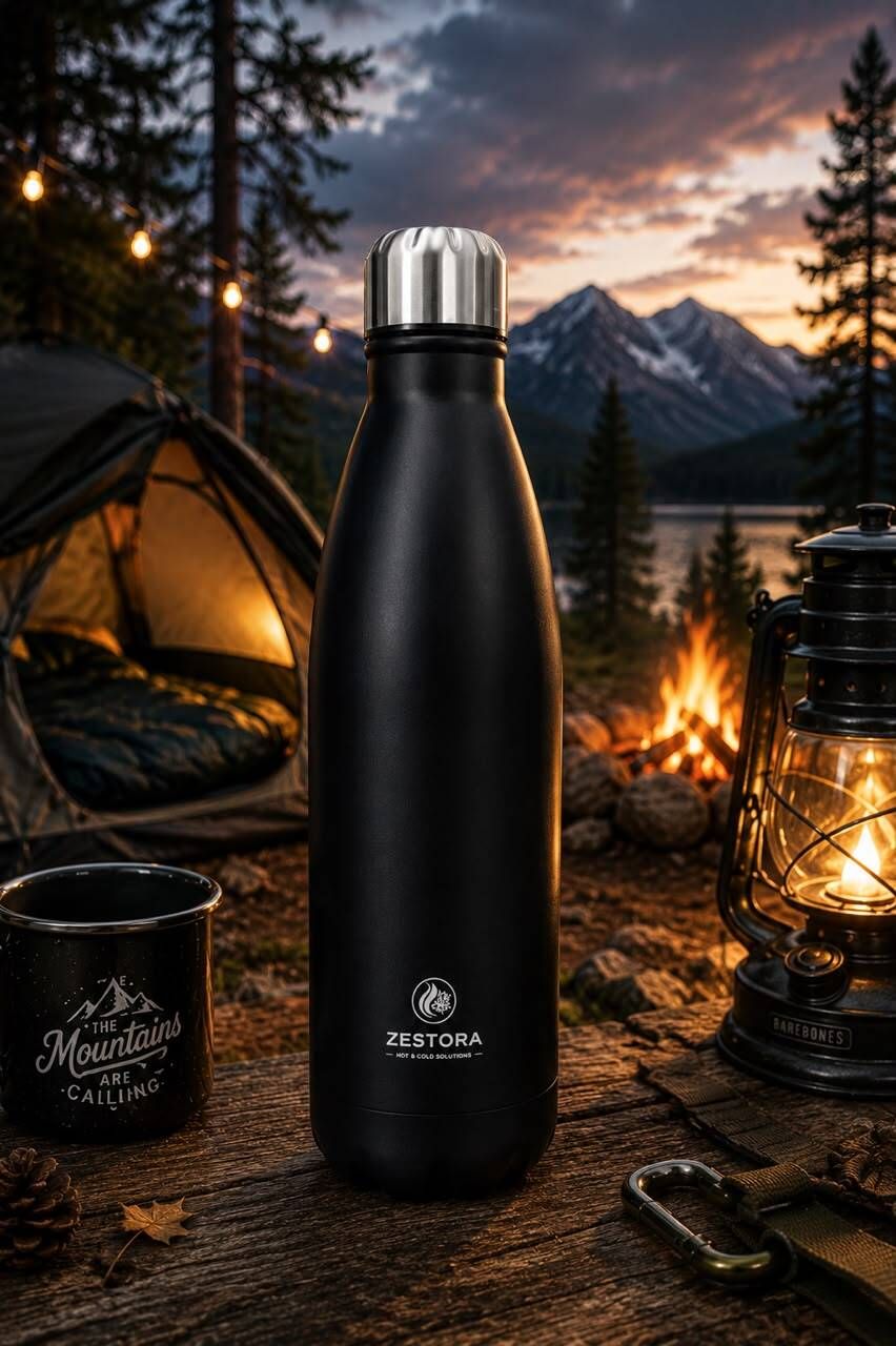 zestora AquaChill 1000 - Black 1000 ml Stainless Steel Bottle-picture-1