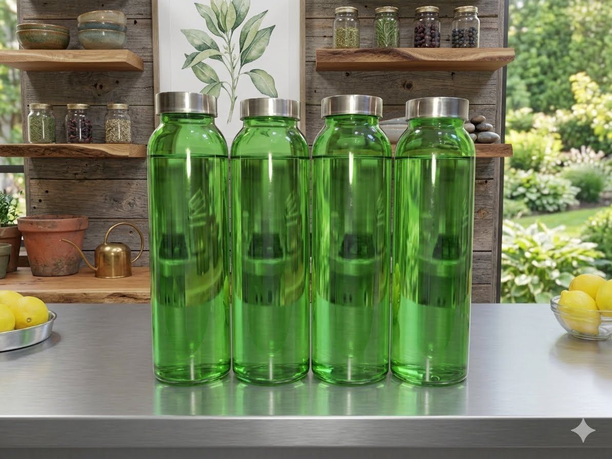 tranding green color of water bottel pack of 4 800 ml Glass Bottle-image-46