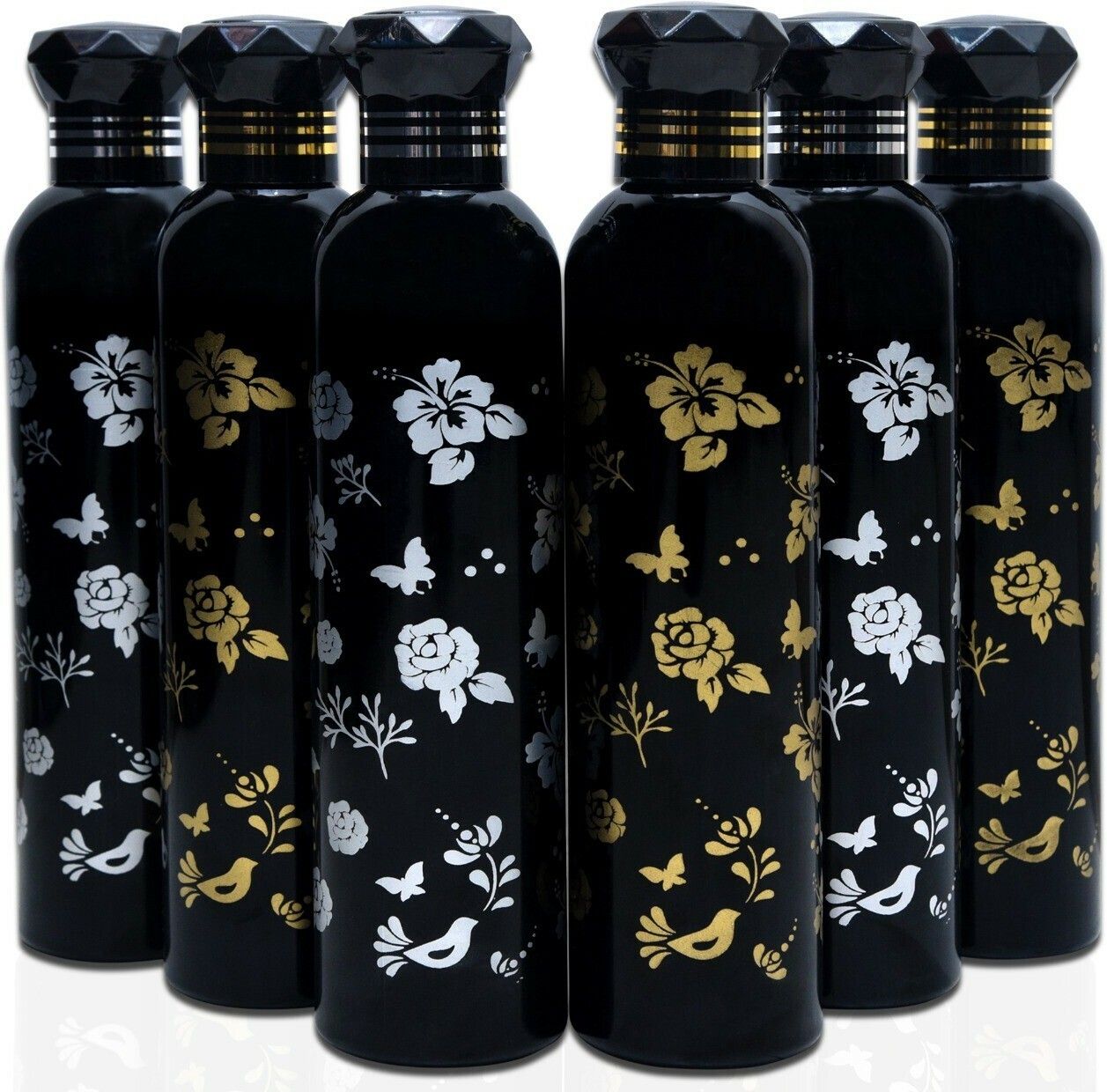 anerideals Flower Printed Black Water Bottle for Fridge, for Home, Office, Gym & School Boy 1000 ml Bottle-picture-6