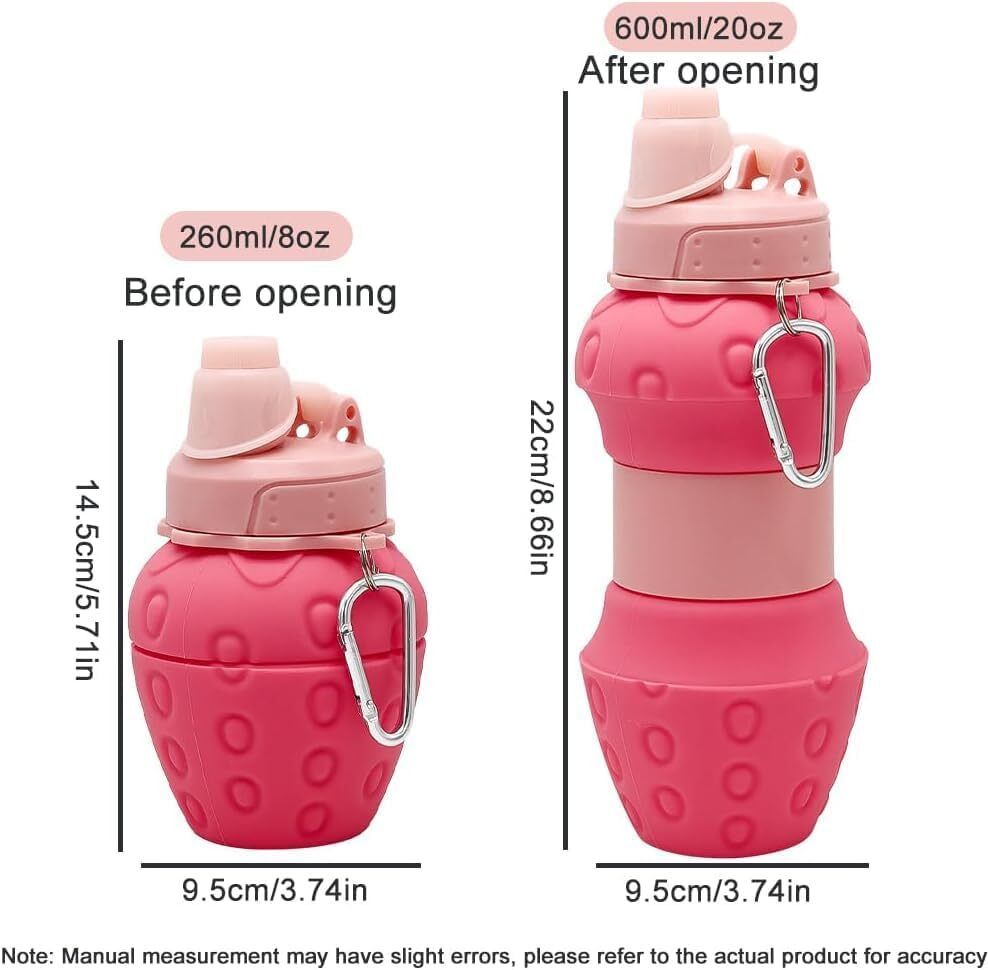 piluenterprise Pink color foldable water bottle 600 ml-picture-13