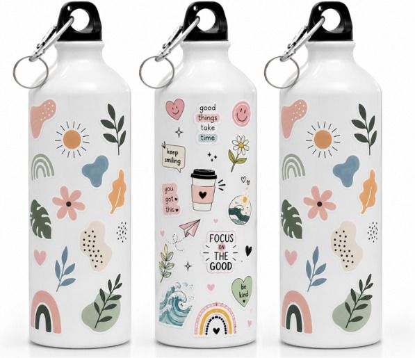 velix Aesthetic Fancy & Trendy Printed Bottle | Lightweight with Carry Hook 750 ml Aluminium Sipper-picture-34