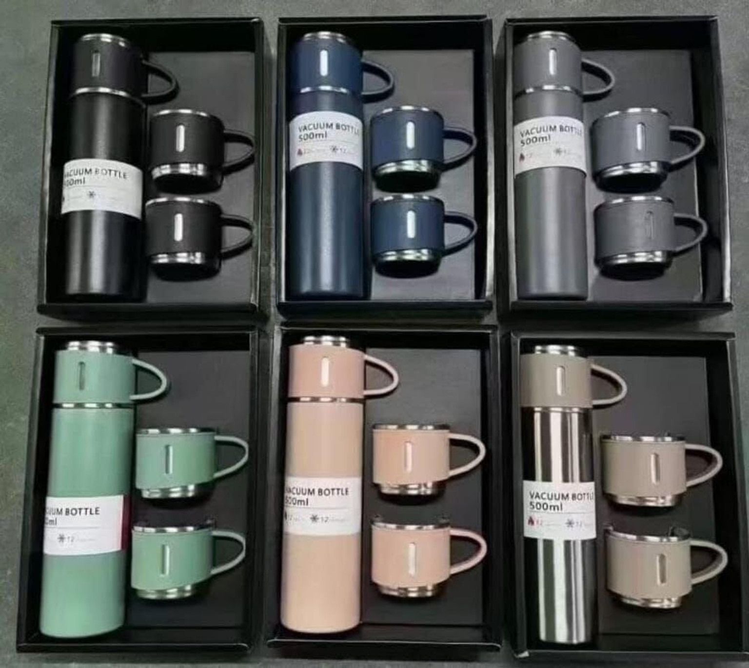 Multi Color Stainless Steel Vacuum Flask with 3 Cups | Hot &Cold| 500 ml 500 ml Stainless Steel, Steel Bottle With Drinking Glass-image-13