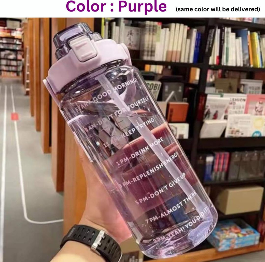 2 Liter Transparent Motivational leakproof BPA Free marker gym water bottle 2000 ml Bottle