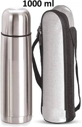 Thermosteel 24 Hours Hot and Cold Flip Lid Cover Double Wall Coffee Tea Flask 1000 ml Bottle With Drinking Glass