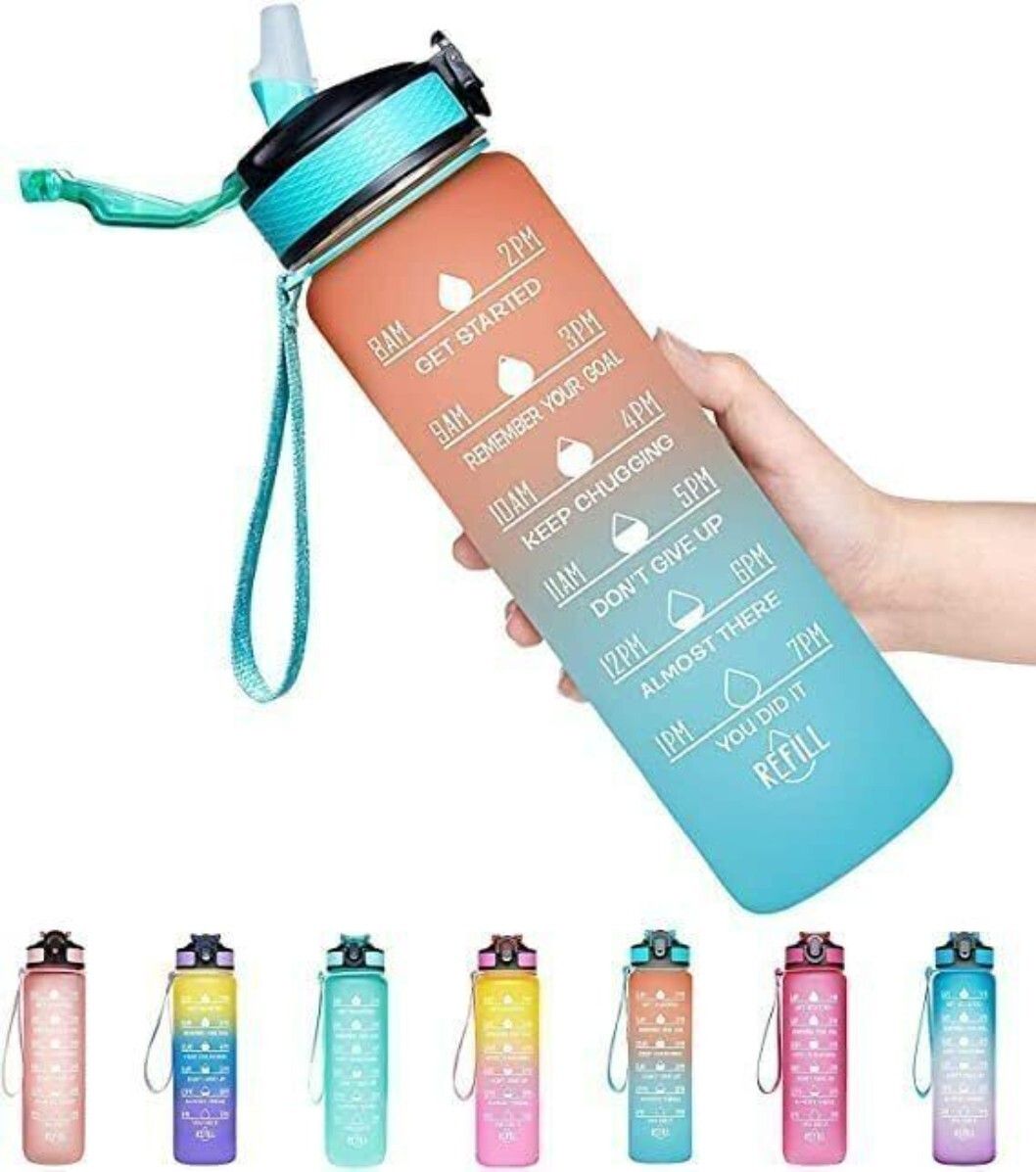 B-Silicone Water Bottle 1 litres with Motivational Time Marker_X28 1000 ml Plastic Bottle-image-30