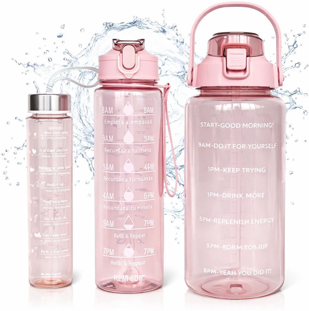 Set of 3 Transparent Motivational Leakproof 2000ml 900ml Plastic water bottle 3200 ml Plastic Bottle-image-26