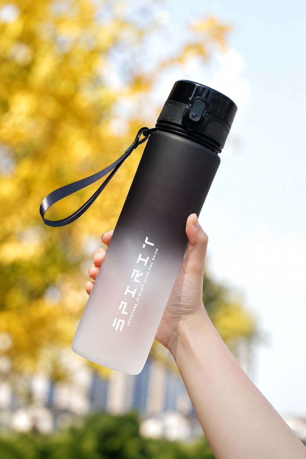 keepcart Water Bottle with Flip-Top Lock Lid & Carry Strap | Leak-Resistant Design | 1000 ml Plastic Bottle-picture-1