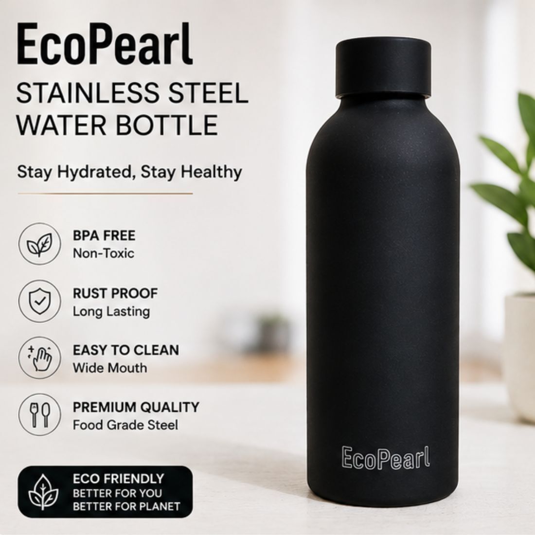 ecopearl Stainless Steel Water Bottle 500 ml BPA Free Leakproof Bottle 500 ml Stainless Steel Flask-picture-16