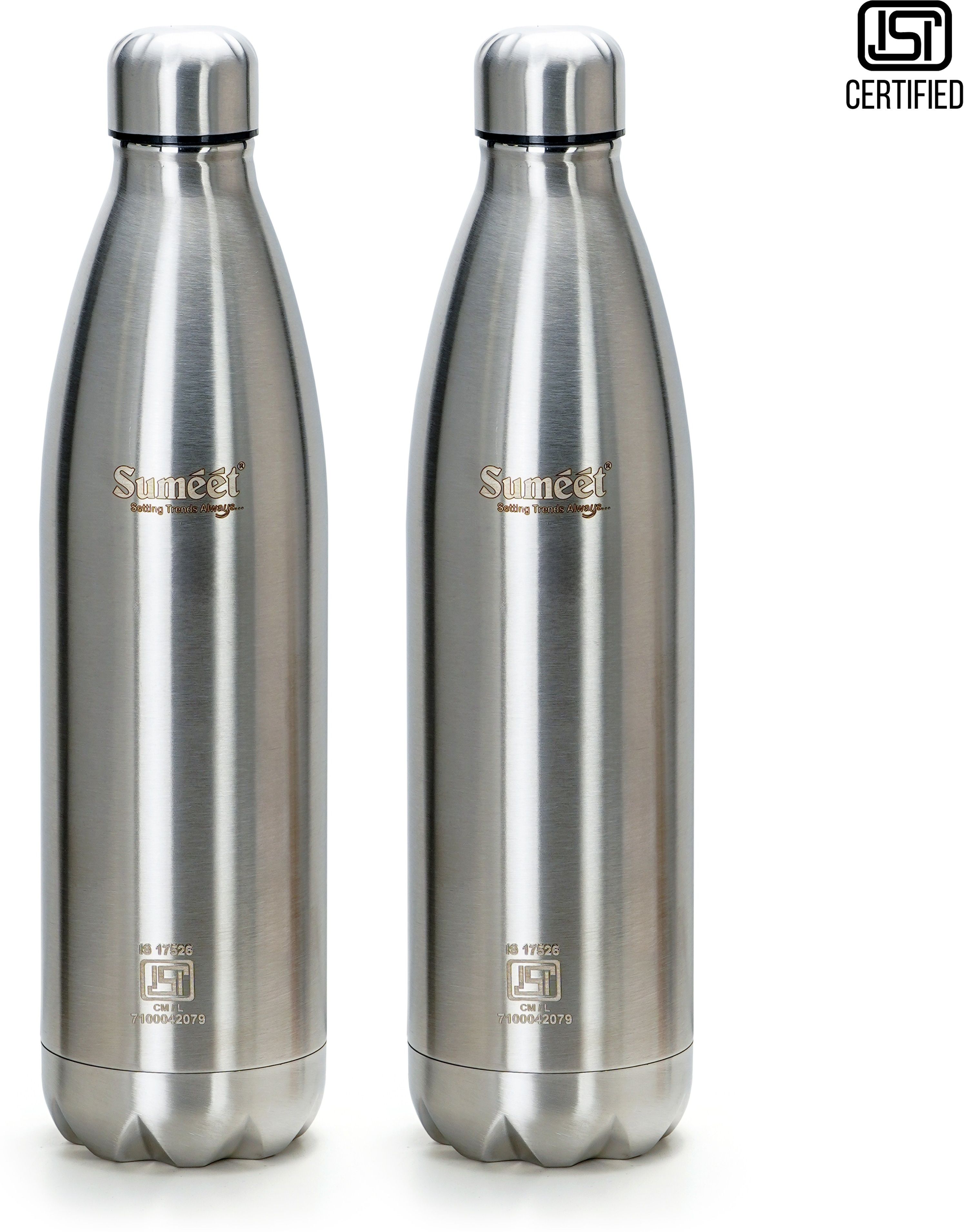 ISI Certified Double Wall Water Bottle,24 Hour Hot & Cold,2pc 1000 ml Flask-image-36