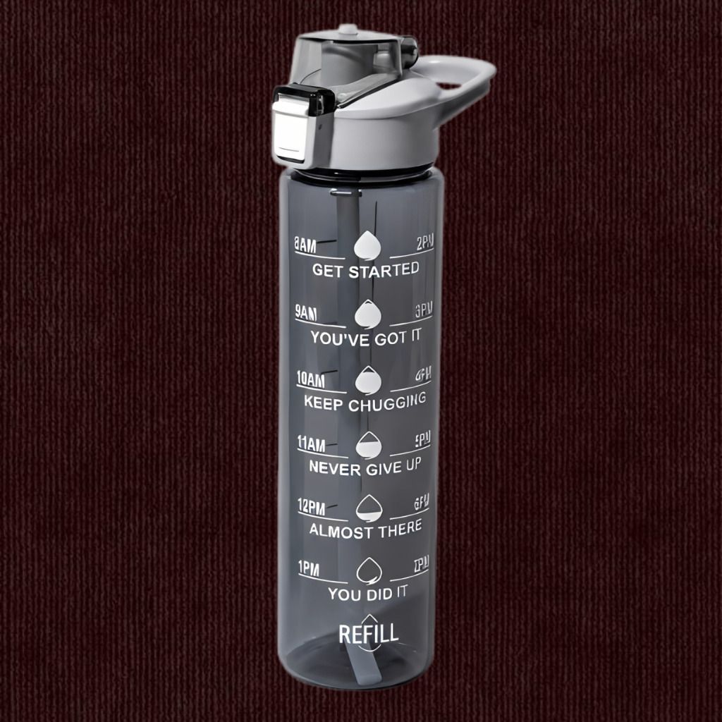 urbanova Leak Resistant Daily Water Intake Reminder Flip Lid Sports Bottle Design 900 ml Plastic Bottle-picture-32