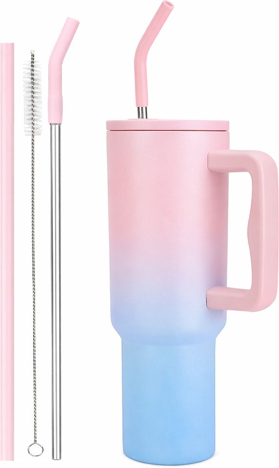 Insulated Tumbler Bottle with Handle & Straw, Double Wall Vacuum Travel Stainless Steel Tumbler-image-26