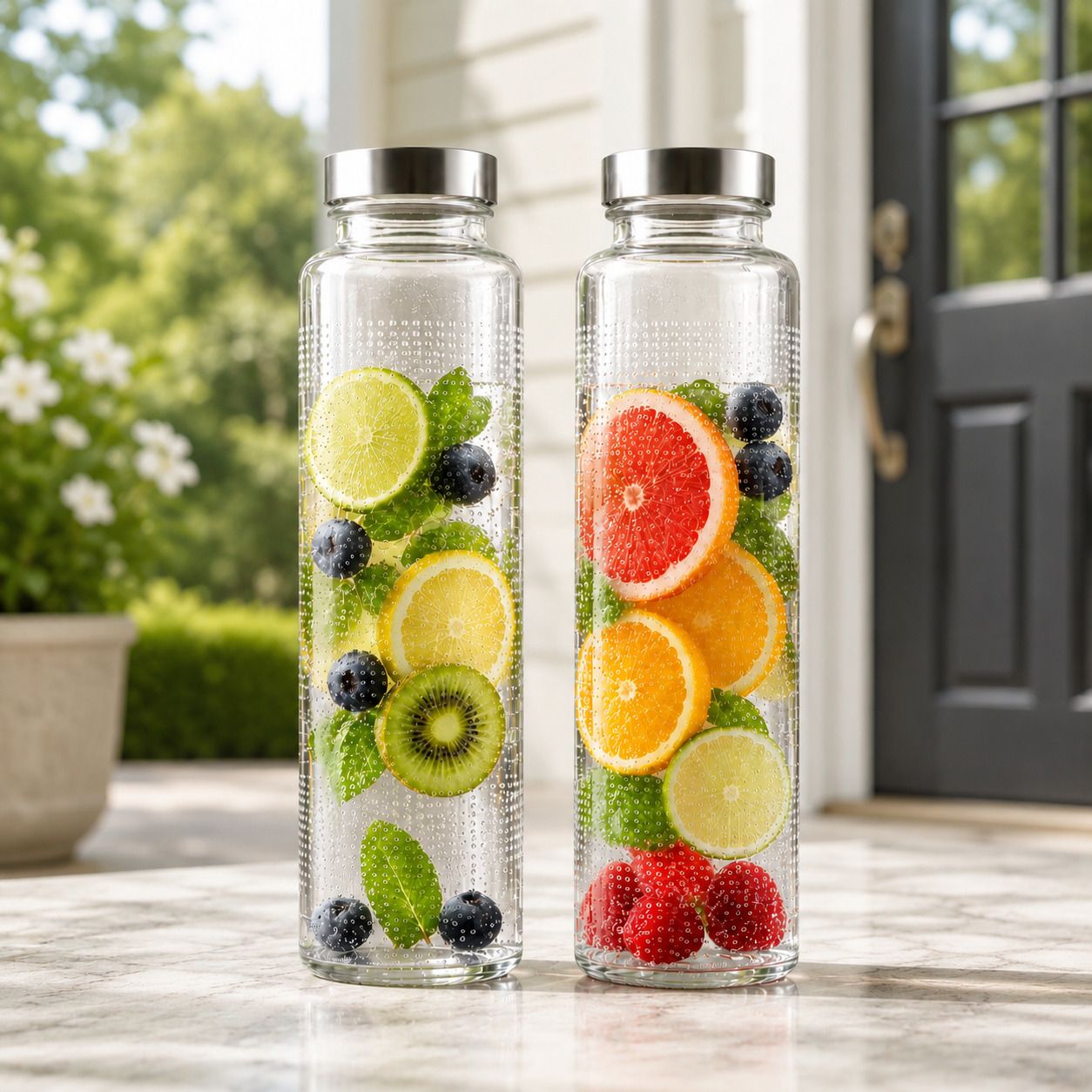 1000ml Glass Water Bottles | Silver Cap (Pack of 2) 1000 ml Glass Bottle-image-39