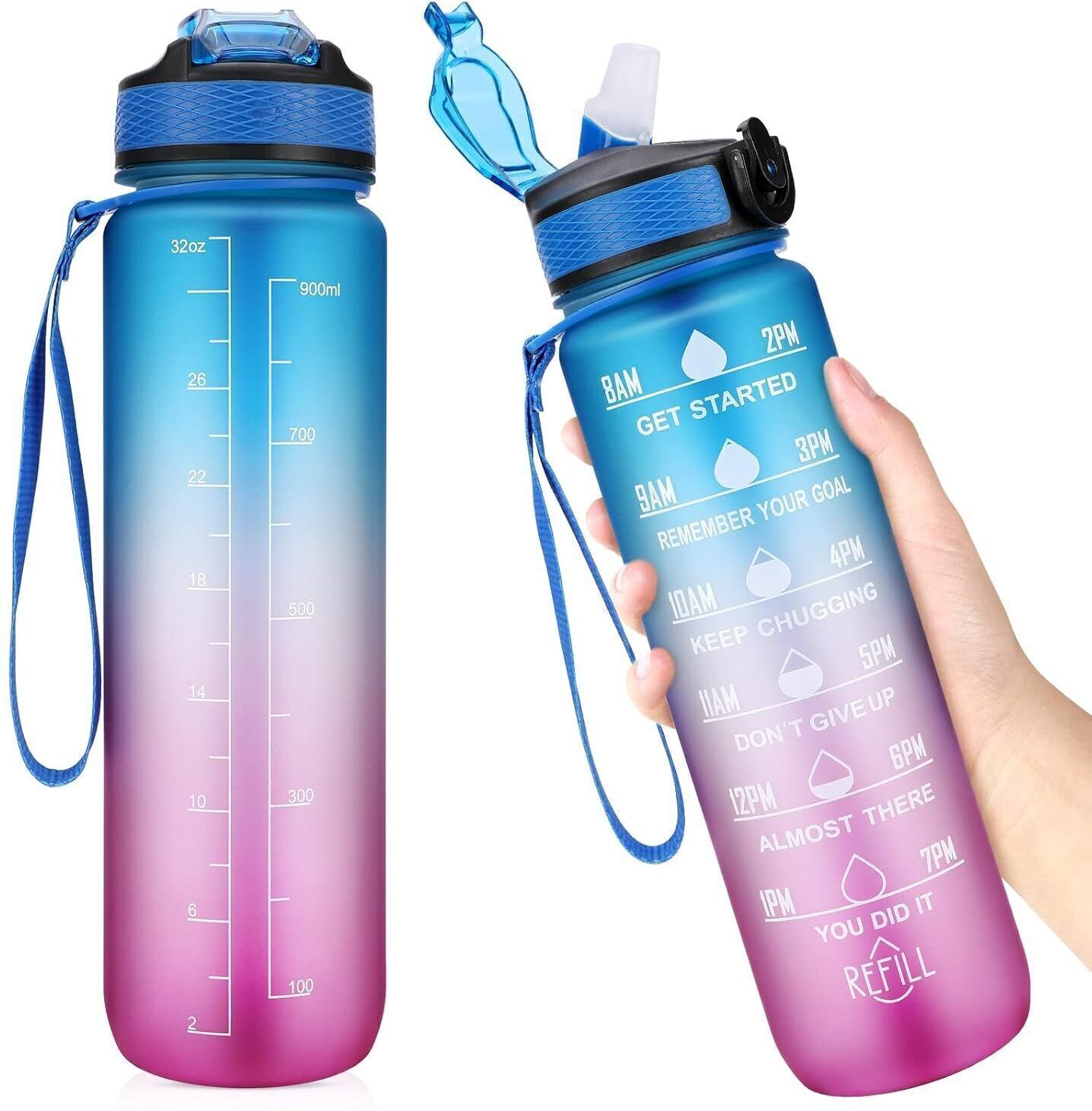 aaru enterprise 1 Litre Drinking Water Bottle with Motivational Time Marker & Straw Gym Sipper 1000 ml Water Bottle-picture-10