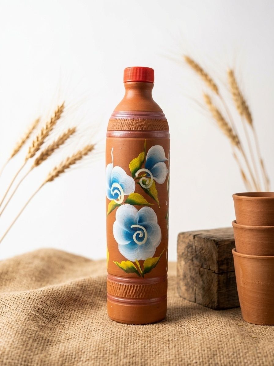Terracotta 1000 ml Clay Bottle-image-49