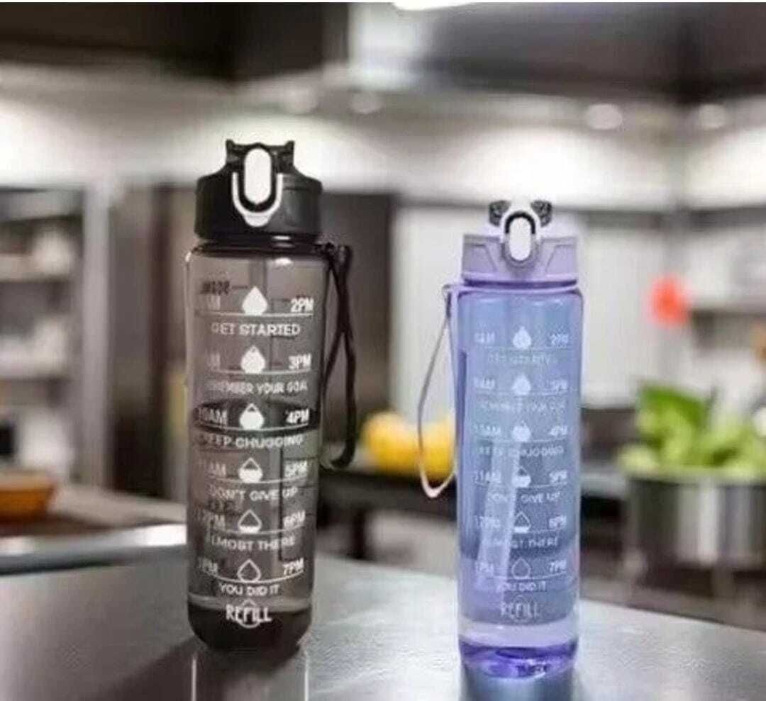 Motivational Hydro Track Series 900 ml Water Bottles (Set of 2, Multicolor) 900 ml Plastic Bottle-image-49