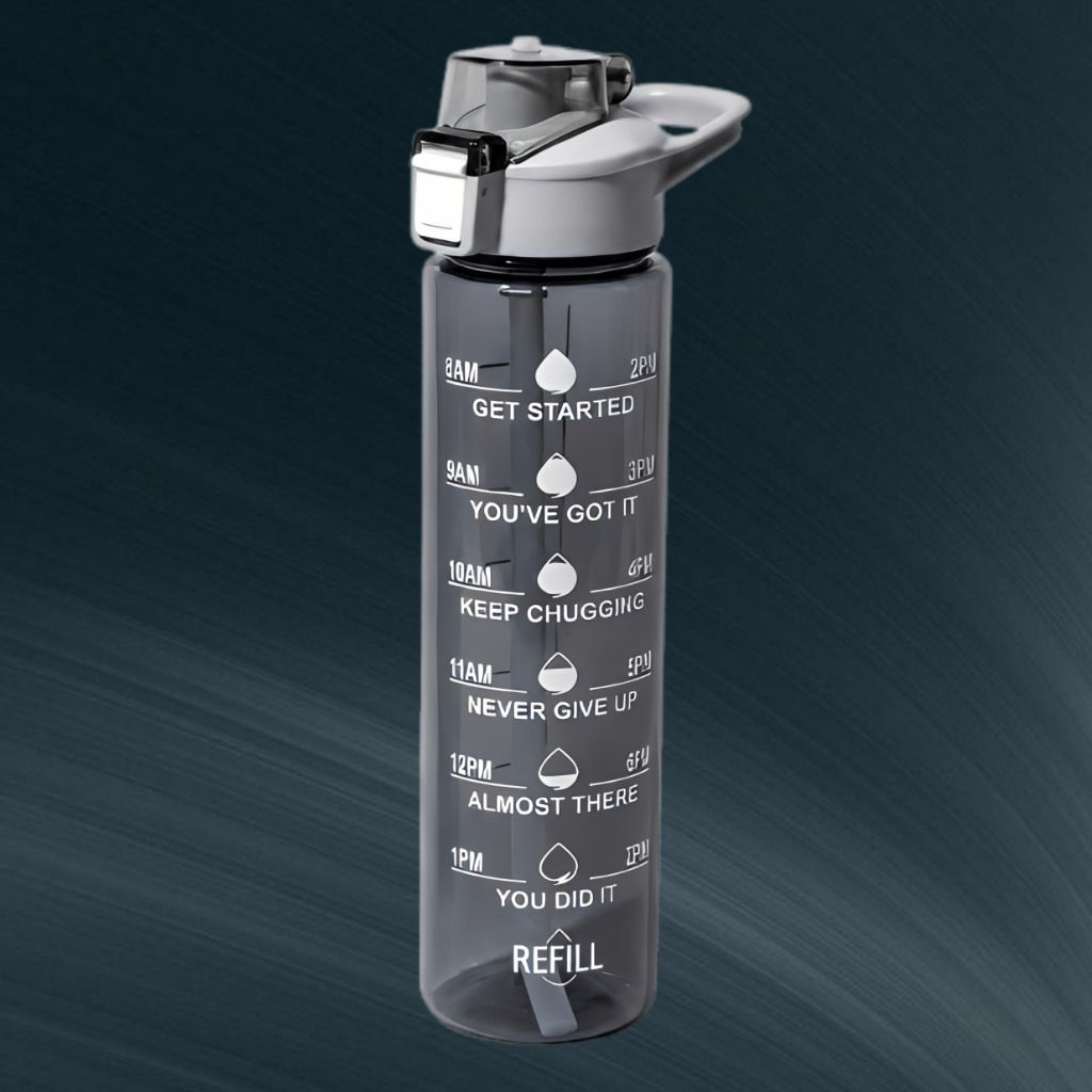 urbanova Workout Goal Reminder Hydration Tracker Leakproof Water Bottle Design 900 ml Plastic Bottle-picture-19