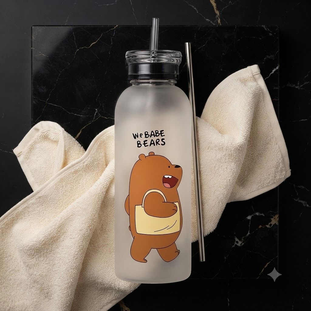 Premium Water Bottle Pack of 1 Daily Use Straw Sipper for Travel Office 1000 ml Plastic Bottle-image-2