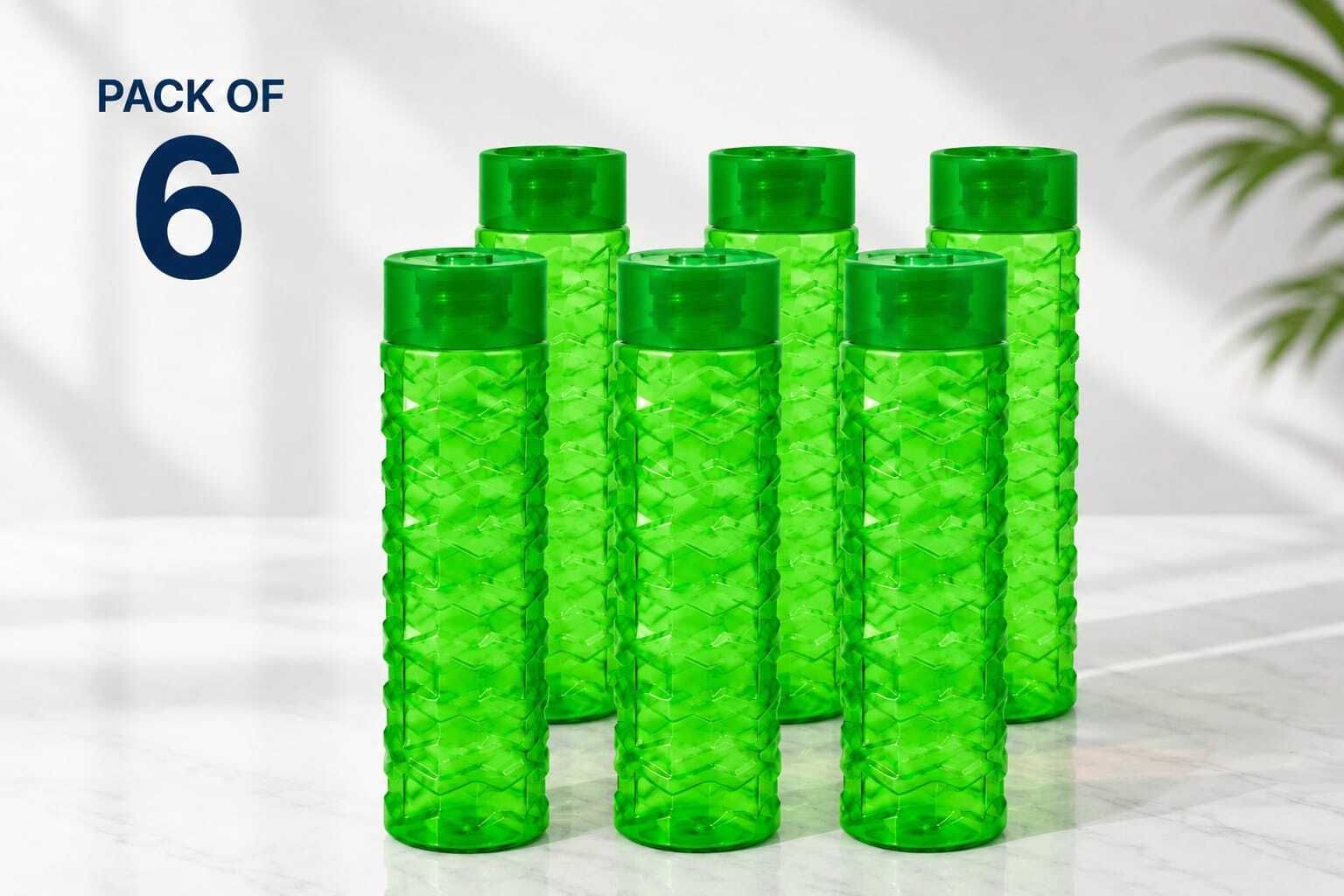 Pack of 6 Plastic Water Bottle 1000 ml Fridge Bottle Set |BPA Free| Blue 1000 ml Plastic Bottle-image-25