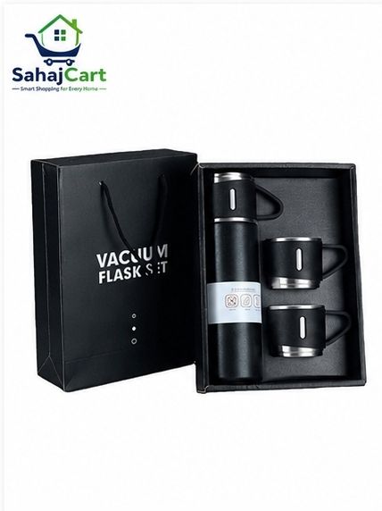 Stainless Steel Vacuum Flask Set with Steel Cups Combol Keeps Liquid Hot-Cold 500 ml Stainless Steel Bottle With Drinking Glass-image-11