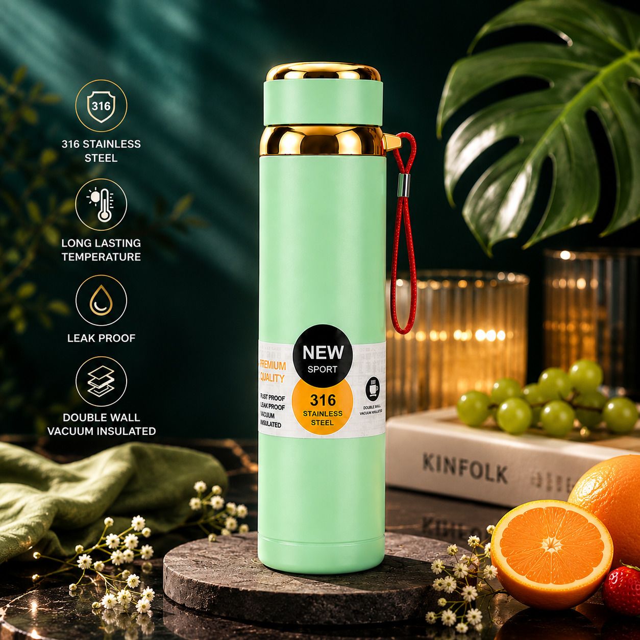Premium Stainless Steel Water Bottle with 3 Layer Vacuum Insulation 1000 ml Stainless Steel Flask-image-28