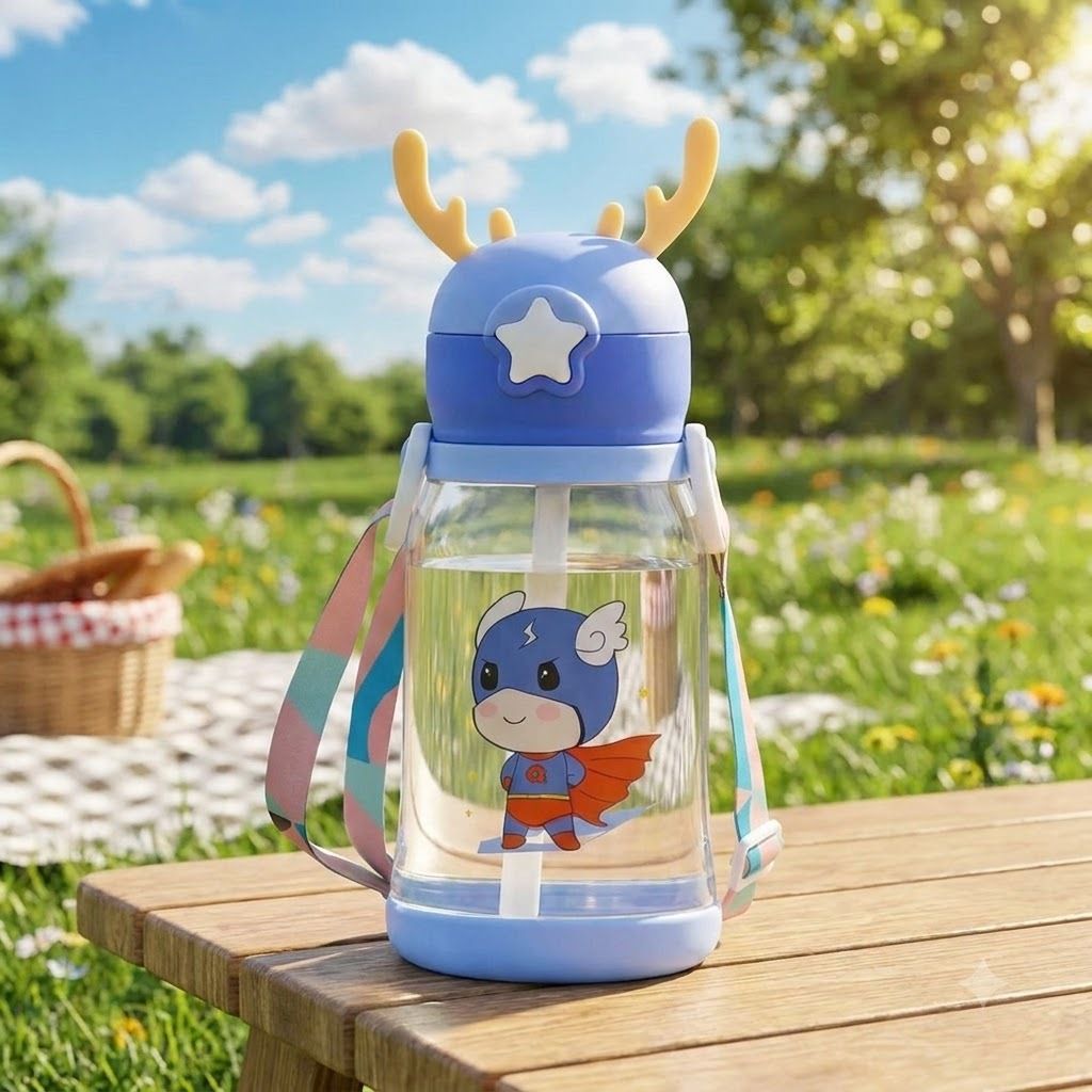 Kids Water Bottle , Deer Sipper Bottle 600 ml Plastic Bottle-image-35