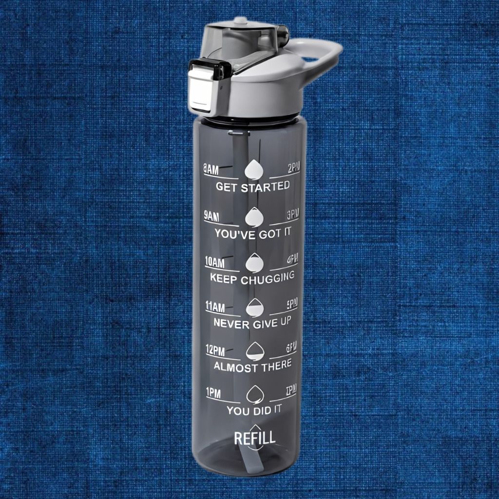 urbanova Smart Daily Water Goal Tracker Flip Top Leakproof Hydration Bottle Design 900 ml Plastic Bottle-picture-12