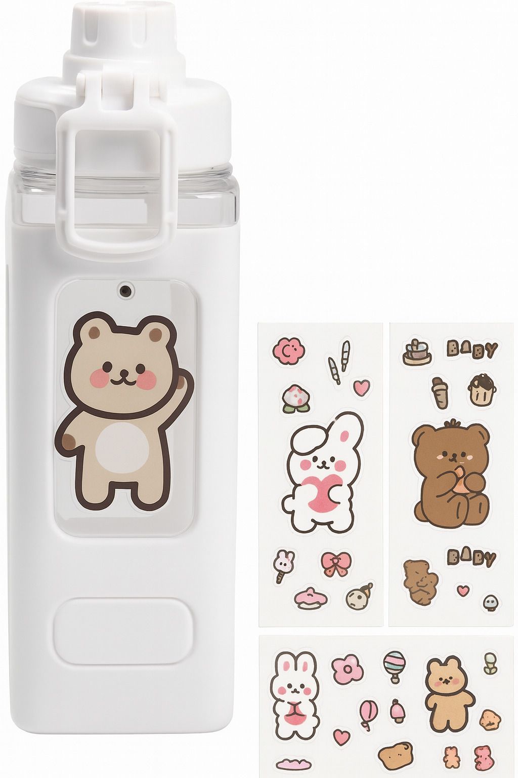 romj Kawaii Water Bottle with Straw and Sticker 700 ml Water Bottle-picture-1