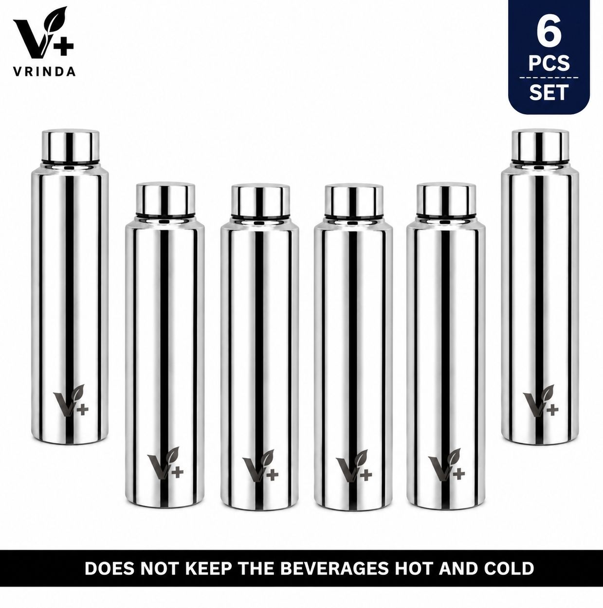 steelo classic VrindaG 900ml Stainless Steel Water Bottle Pack of 6 Leak Proof Single Wall 1000 ml Steel Bottle-picture-38