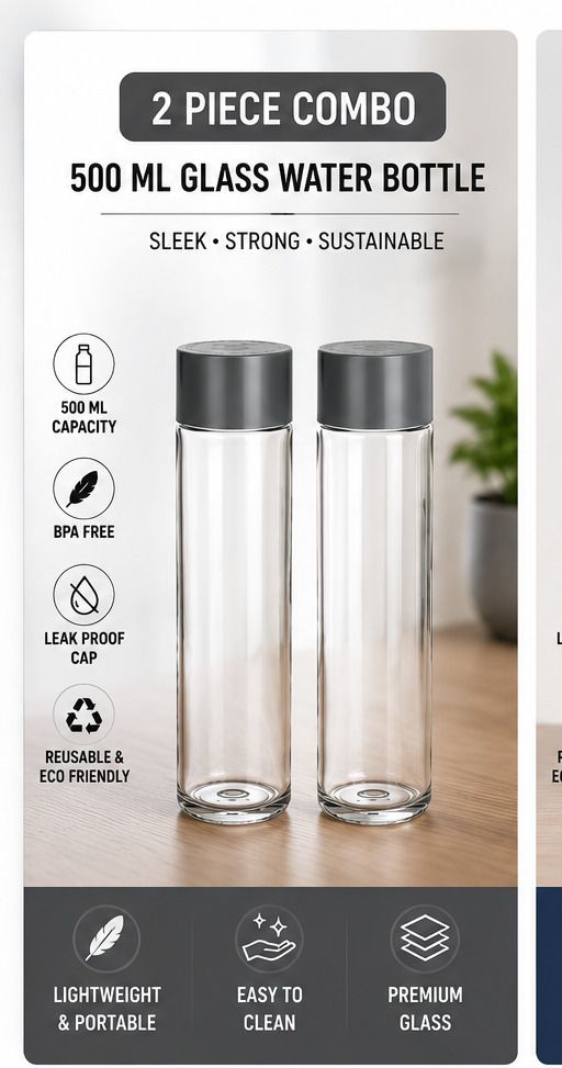 Glass Water Bottle 500 ml 500 ml Glass Bottle-image-21