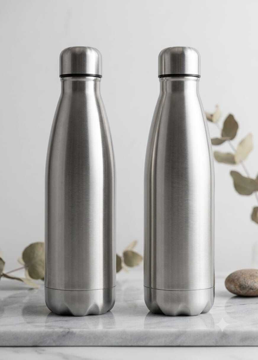 Pack of 2 Double Wall Stainless Steel Hot & Cold Water Bottle 500 ml, Silver 500 ml Stainless Steel Flask-image-8