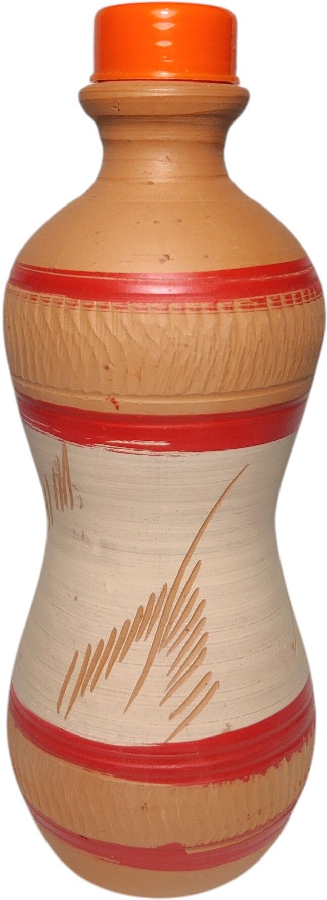 puspa Handcrafted Clay Earthen Reusable Water Bottle | Natural Mud / Mitti Ki Bottle 750 ml Terracotta Bottle-picture-32