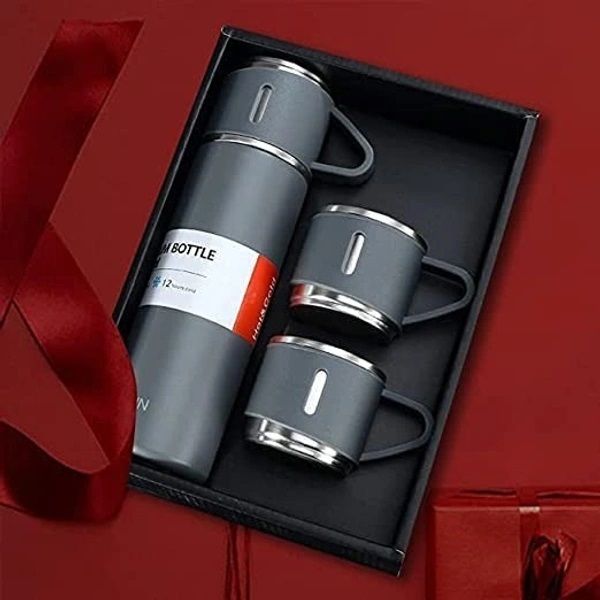 imnishnay Vacuum Flask and Cup Set – Stainless Steel Thermal Bottle Gift Pack 500 ml Stainless Steel Flask-picture-3