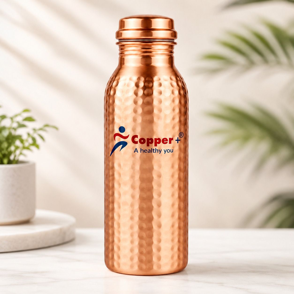 copper+ 750 ml hammered copper bottle 750 ml Copper Bottle-image-5