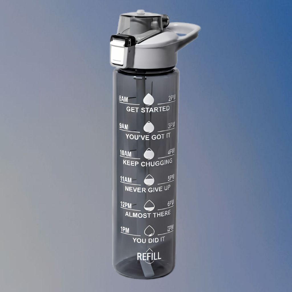 urbanova Daily Water Tracking Motivational Sports Drinking Bottle with Flip Lid 900 ml Plastic Bottle-picture-13