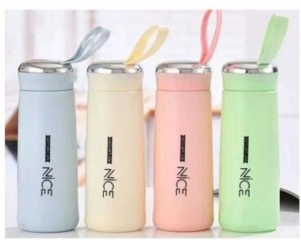 water bottle 400 ml Glass, Plastic Bottle With Drinking Glass-image-41