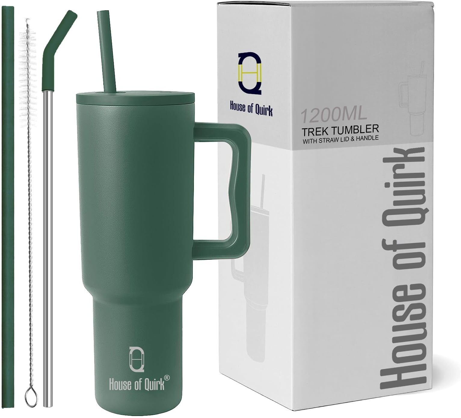 house of quirk Stainless Steel Vacuum Double Insulated Tumbler with Handle and Straw 1200ML 1200 ml Bottle-picture-13