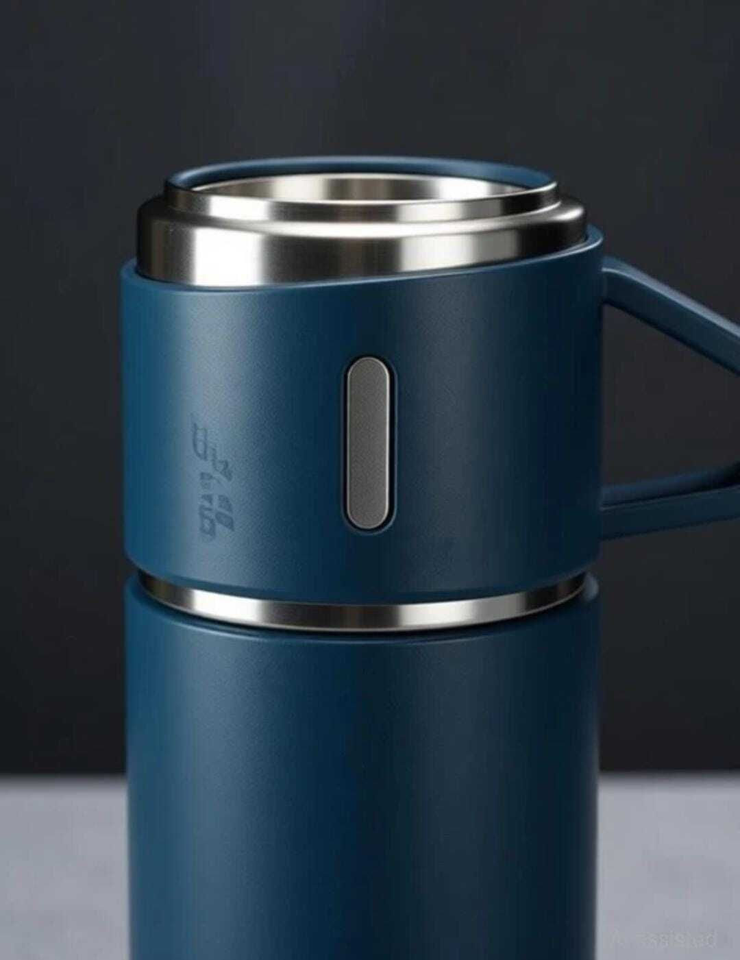 500ML FLASK,HOT COLD FEATURE,3 CUP SET 500 ml Aluminium, Borosilicate Glass, Stainless Steel Flask-image-15
