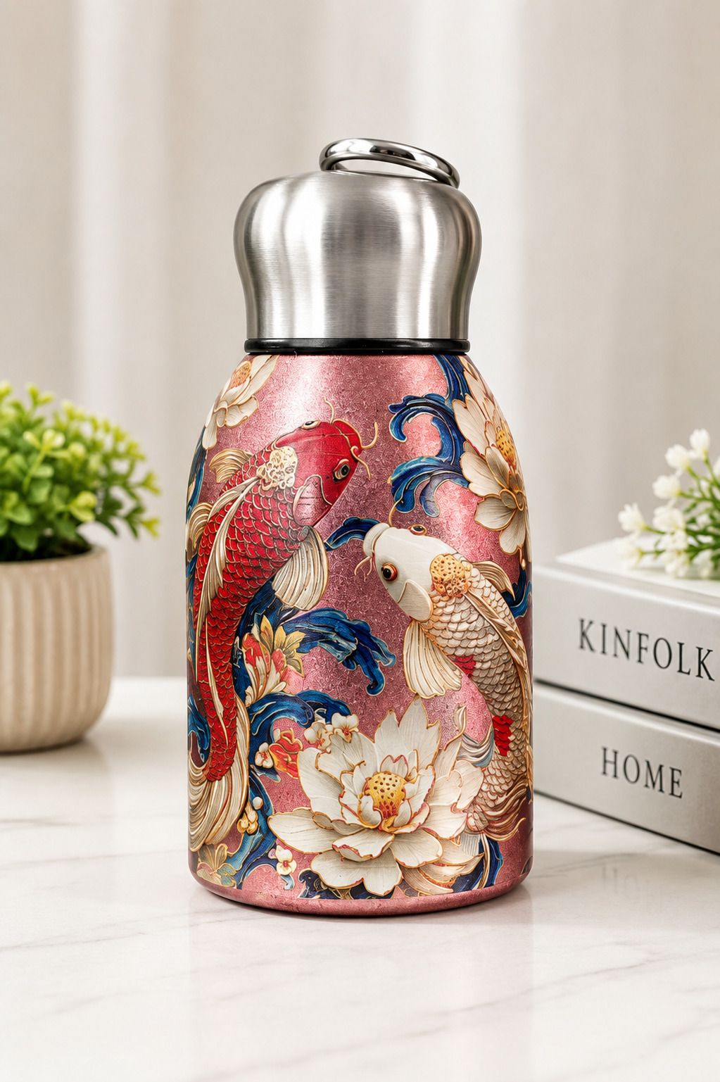 Fish-print-bottle-450 400 ml Stainless Steel Flask-image-1