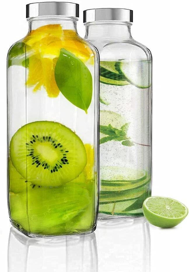 croco jar Food Grade 1 Liter French Square Glass Water Bottle PACK OF 2 1000 ml Bottle-picture-25