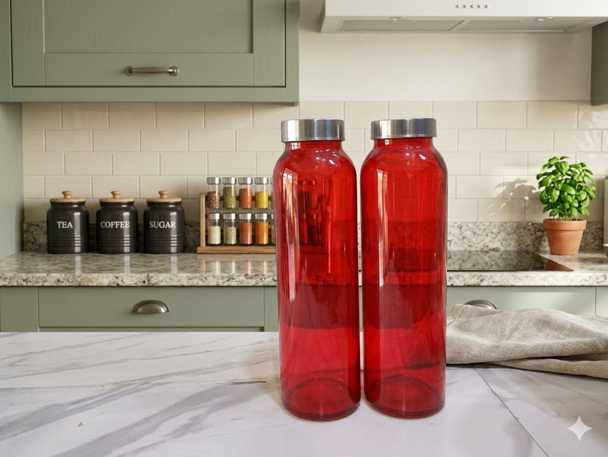 petallume 800ml Red Laila glass Bottel pack of -2 800 ml Glass Bottle-picture-11