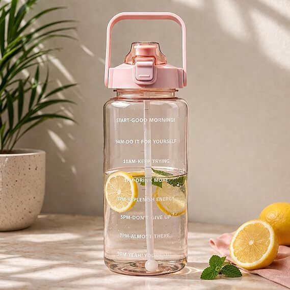 searegal Leakproof 2L Transparent Motivational Water Bottle with Motivational Quotes 2000 ml Silicone, Plastic Bottle-picture-1