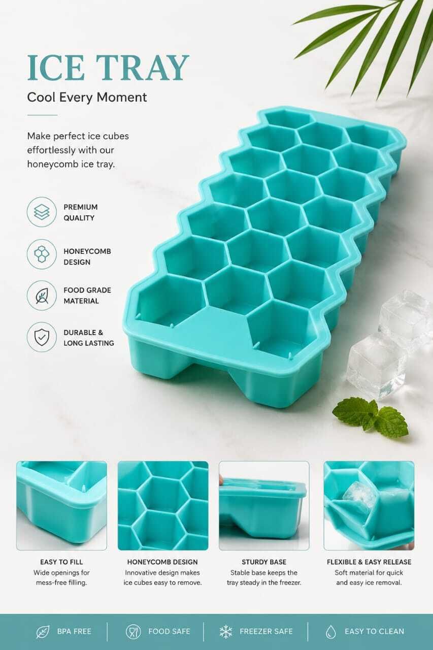 vorzia Silicone Hexagon Ice Cube Tray Blue, Pink, Purple Silicone Ice Cube Tray-picture-28