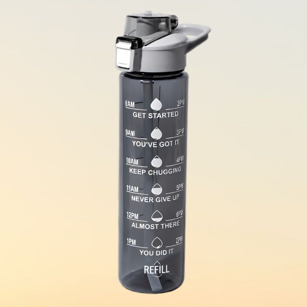 urbanova Premium Workout Daily Water Tracker Flip Top Drinking Bottle Design 900 ml Plastic Bottle-picture-23